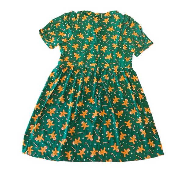 ModCloth Plus Size 16W Gingerbread Candy Cane Print Peter Pan Collar Green Dress - Picture 9 of 11